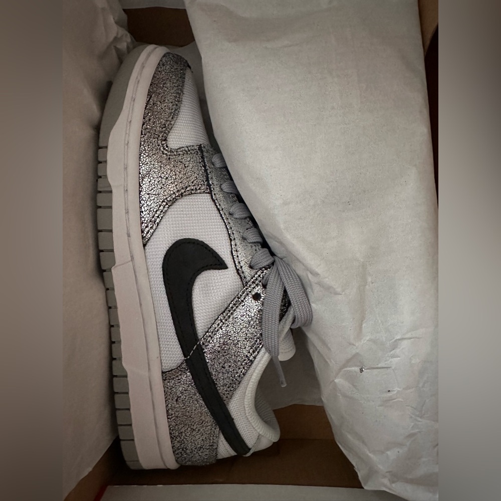 Nike Silver and Black Sneakers Low-Top Design